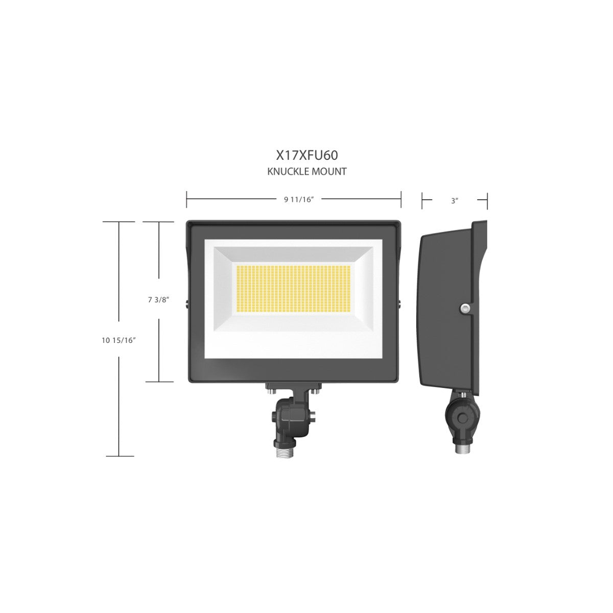 Dusk to Dawn LED Flood Light, 20/50/60W, 8300 Lumens, 30K/40K/50K, 120-277V, Knuckle Mount, White - Bees Lighting