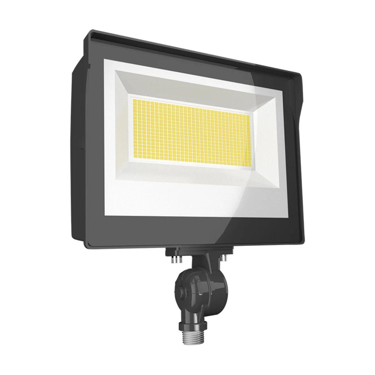 Dusk to Dawn LED Flood Light, 20/50/60W, 8300 Lumens, 30K/40K/50K, 120-277V, Knuckle Mount, Bronze - Bees Lighting