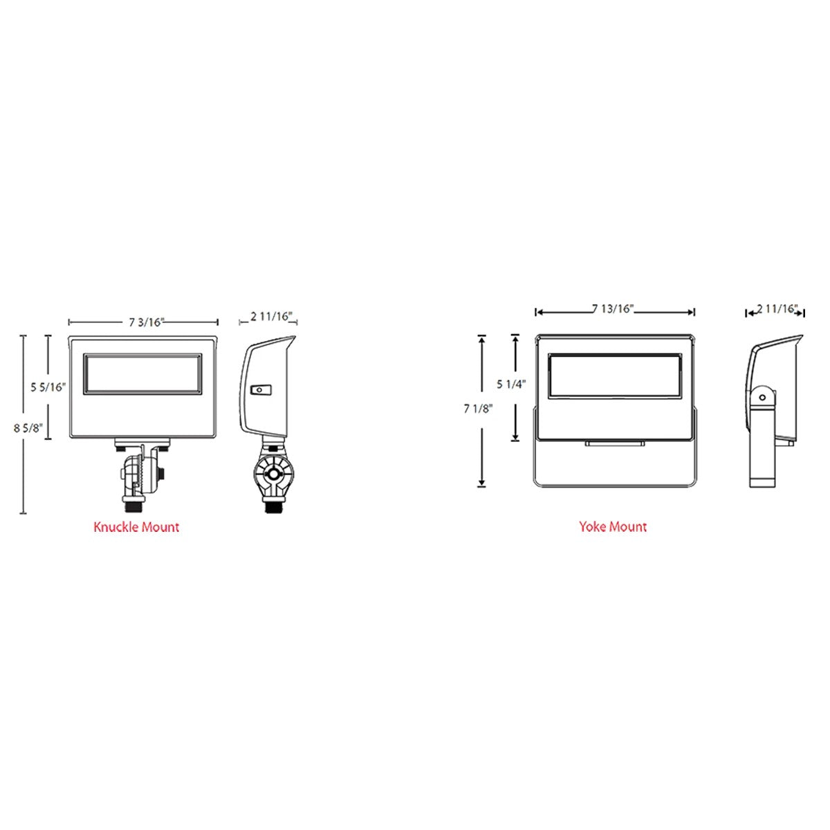 LED Flood Light, 5000 Lumens, 20/25/30/35W, 30K/40K/50K, 120-277V, Knuckle Mount - Bees Lighting