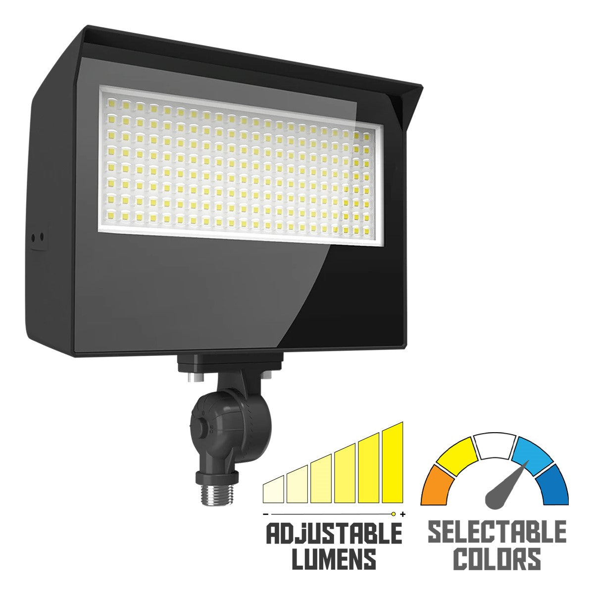 LED Flood Light, 13000 Lumens, 50/60/70/80W, 30K/40K/50K, 120-277V, Knuckle Mount - Bees Lighting