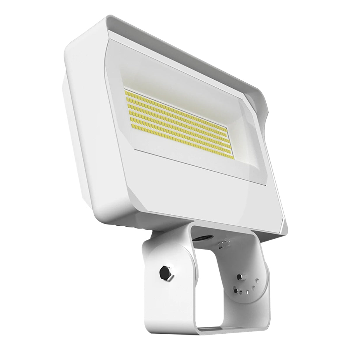 Dusk To Dawn LED Flood Light, 70/80/90W, 14000 Lumens, 30K/40K/50K, 120-277V, Trunnion Mount, White - Bees Lighting