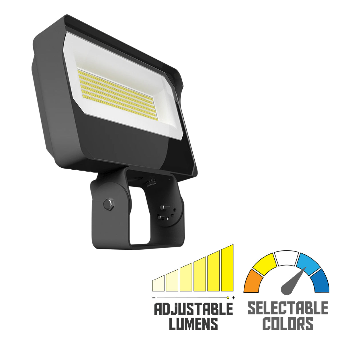 Dusk To Dawn LED Flood Light, 70/80/90W, 14000 Lumens, 30K/40K/50K, 120-277V, Trunnion Mount - Bees Lighting