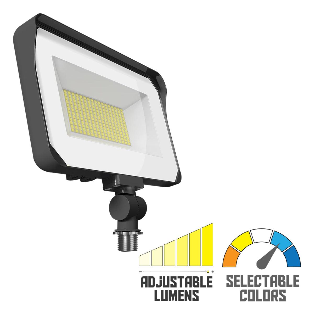 Dusk To Dawn LED Flood Light, 45/55/65W, 10000 Lumens, 30K/40K/50K, 120-277V, Knuckle Mount - Bees Lighting