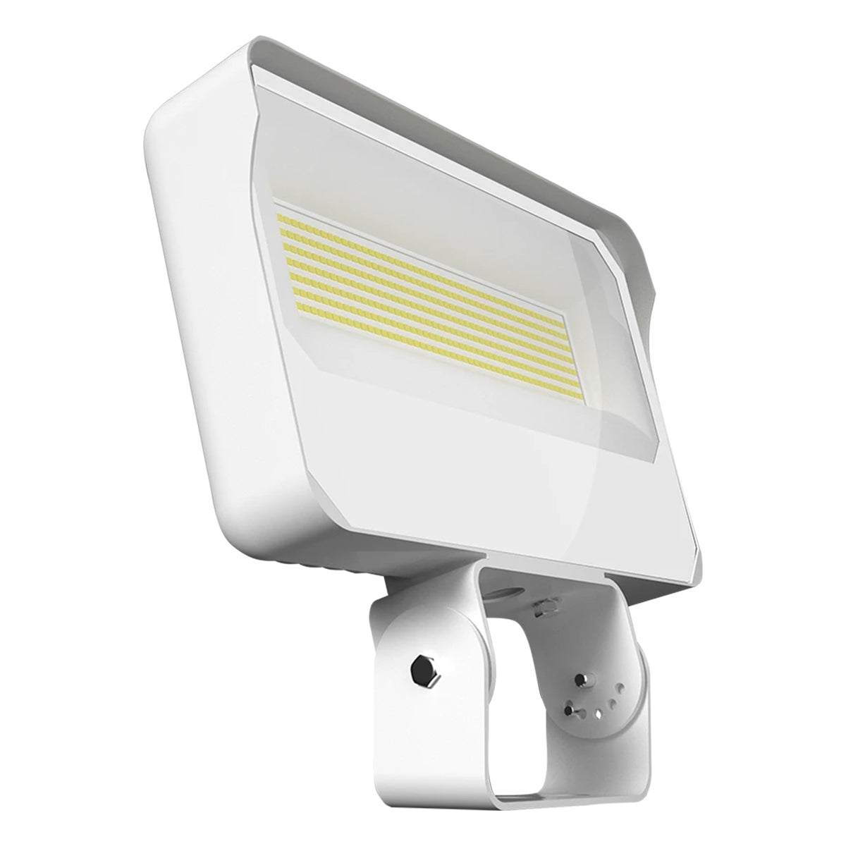 Dusk To Dawn LED Flood Light, 95/110/130W, 30K/40K/50K, 120-277V, Trunnion Mount, White - Bees Lighting