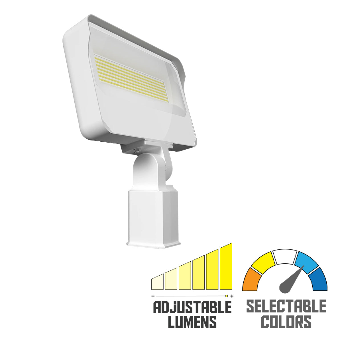 Dusk To Dawn LED Flood Light, 95/110/130W, 30K/40K/50K, 120-277V, Slipfitter Mount, White - Bees Lighting