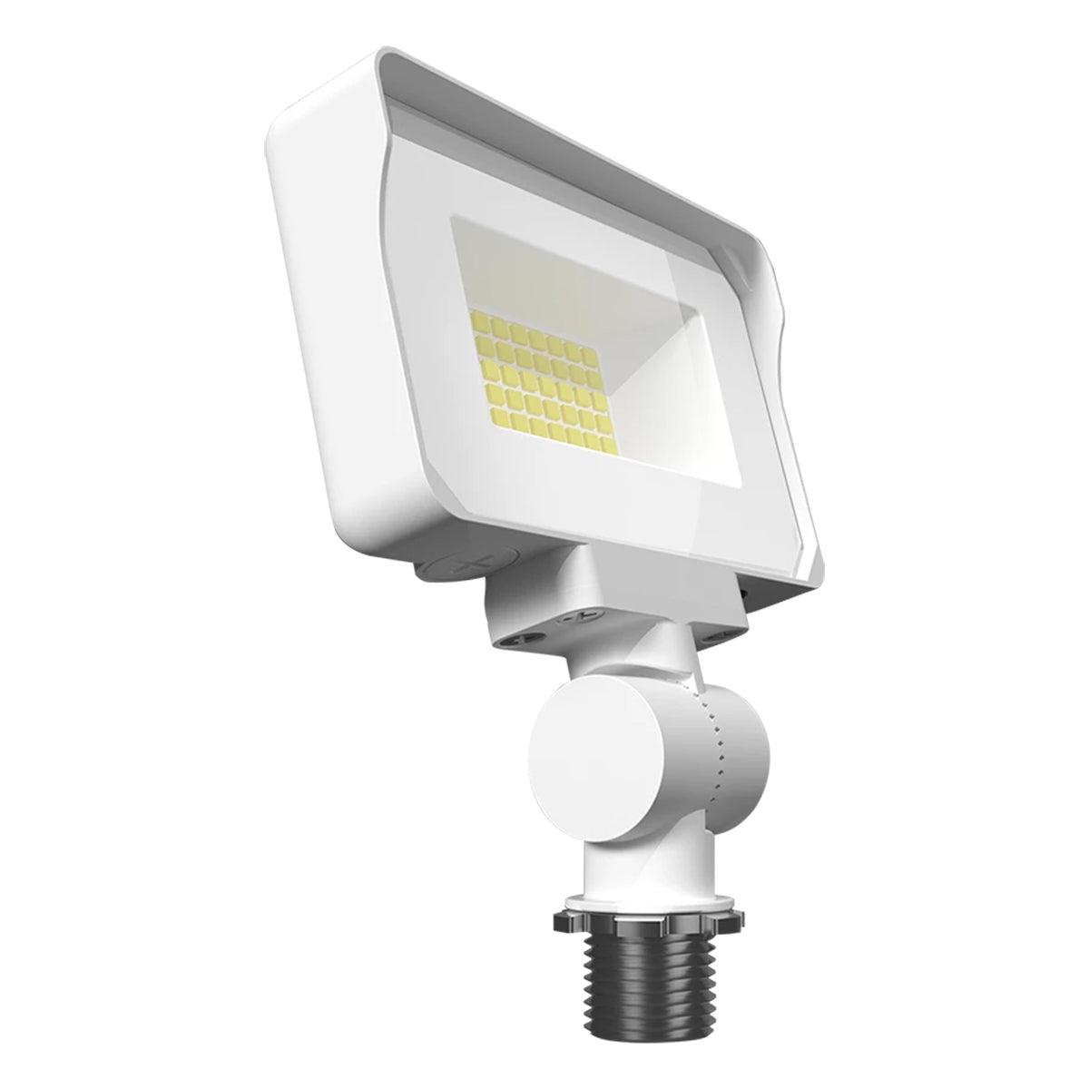 Dusk To Dawn LED Flood Light, 10/13/16W, 30K/40K/50K, 120-277V, Knuckle Mount, White - Bees Lighting