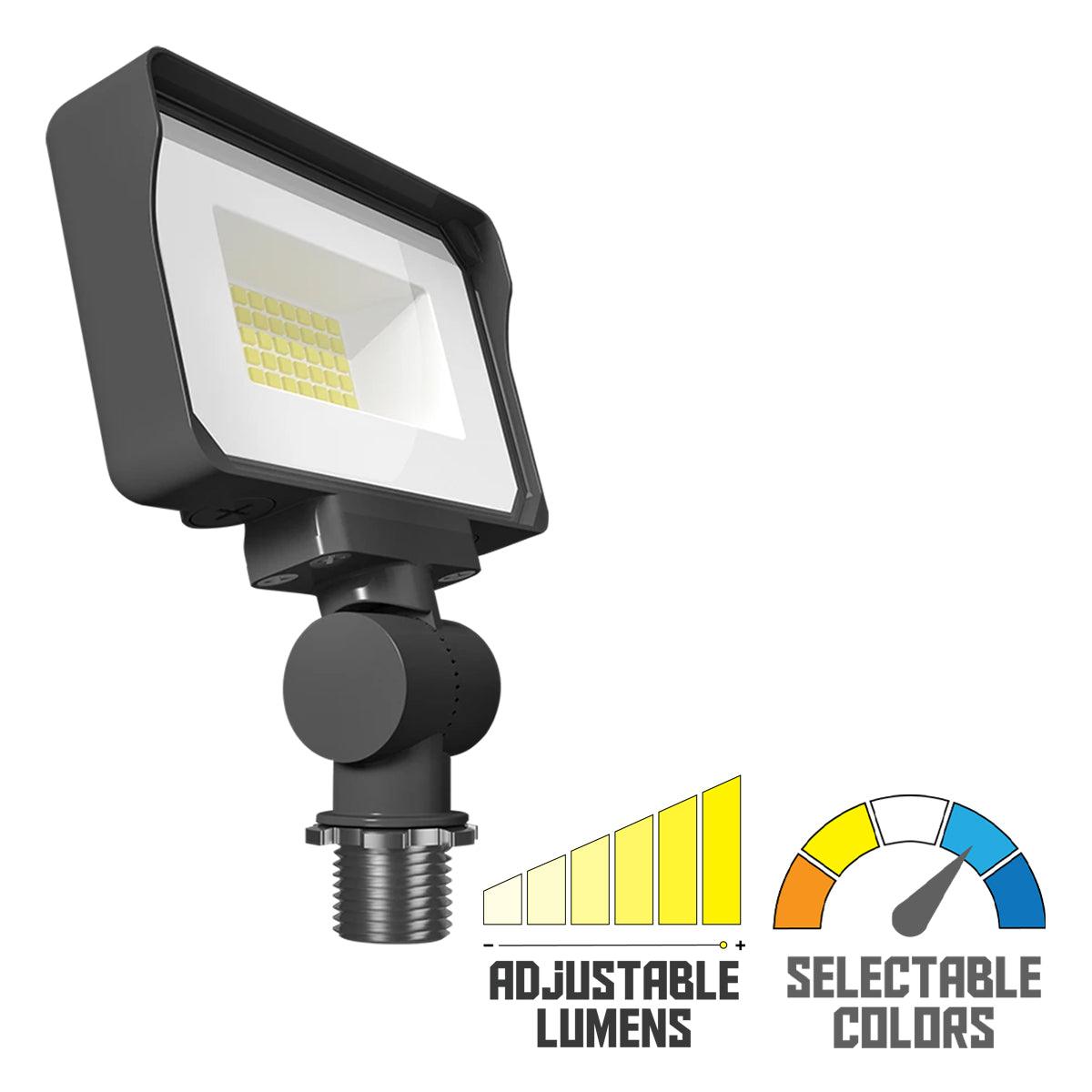 Dusk To Dawn LED Flood Light, 10/13/16W, 30K/40K/50K, 120-277V, Knuckle Mount - Bees Lighting