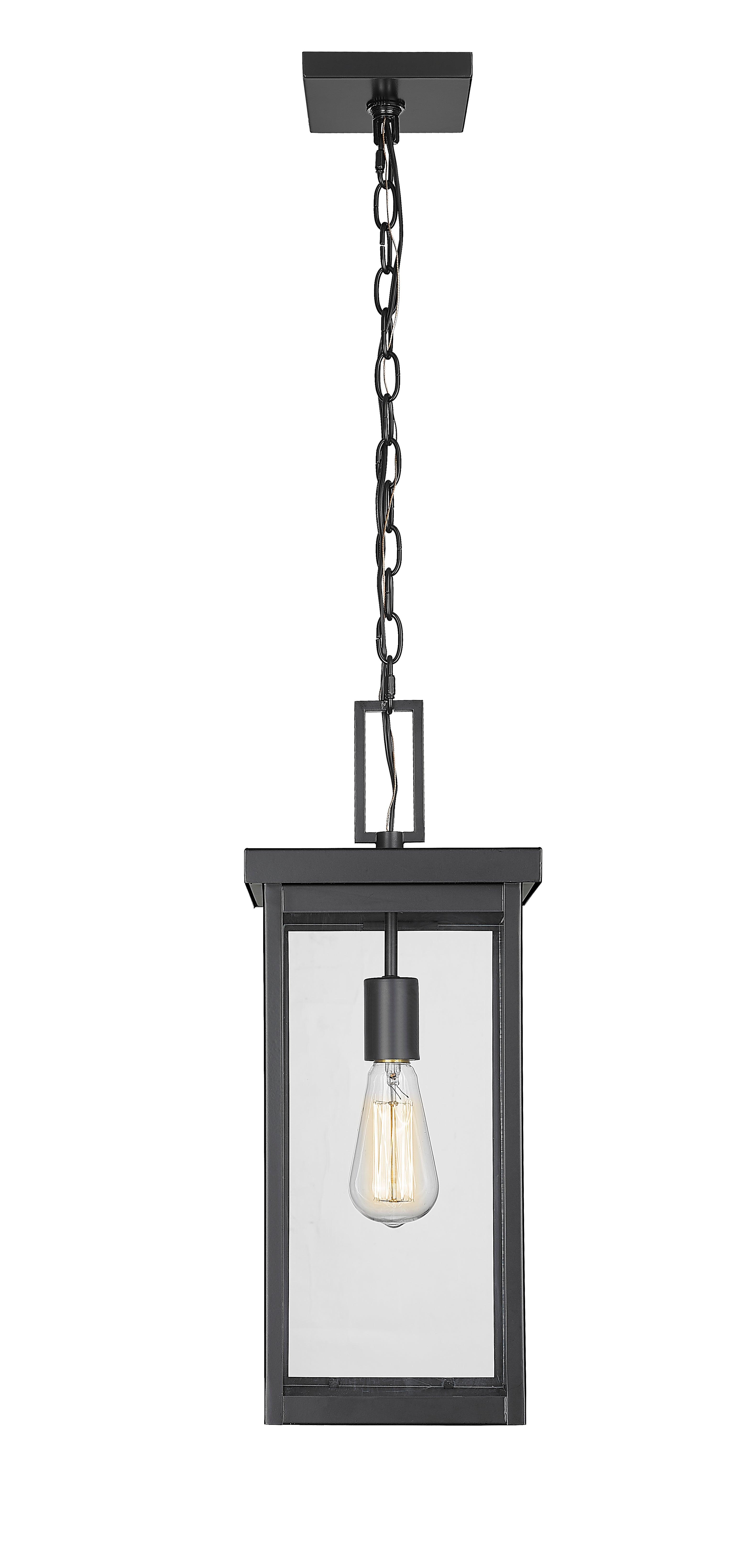 Barkeley 20 in. Outdoor Hanging Lantern Powder Coated Black Finish - Bees Lighting