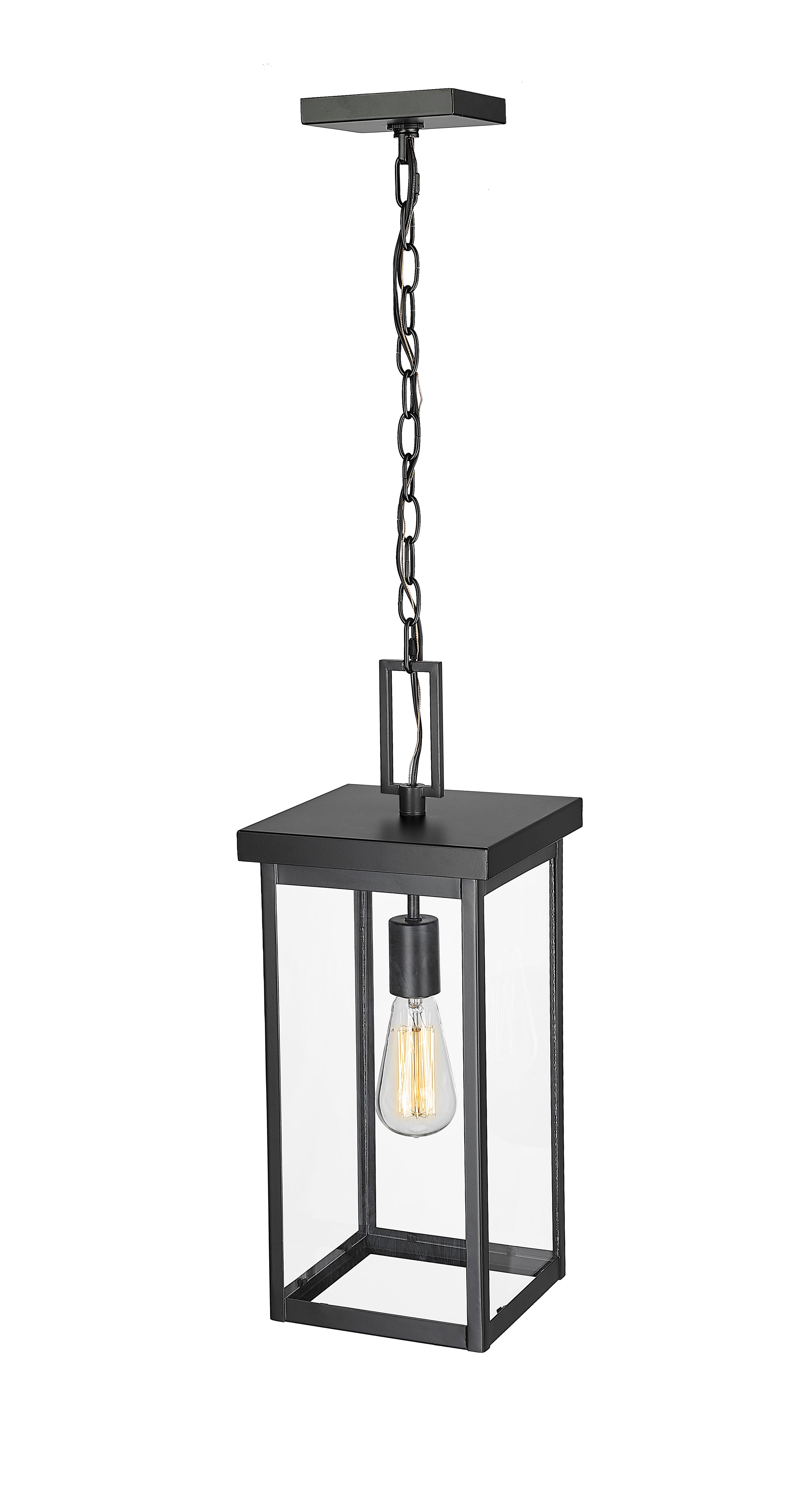 Barkeley 20 in. Outdoor Hanging Lantern Powder Coated Black Finish - Bees Lighting