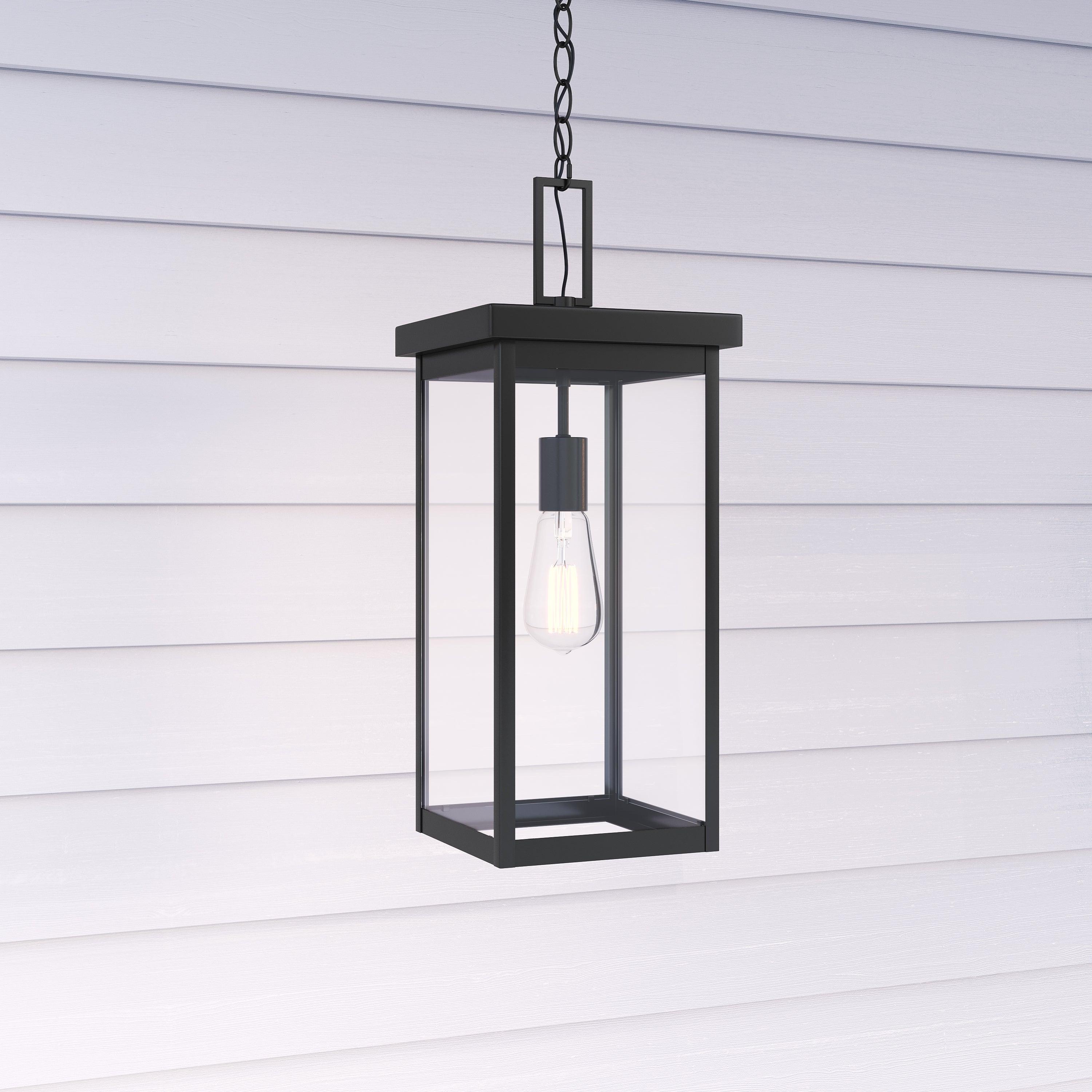 Barkeley 20 in. Outdoor Hanging Lantern Powder Coated Black Finish - Bees Lighting