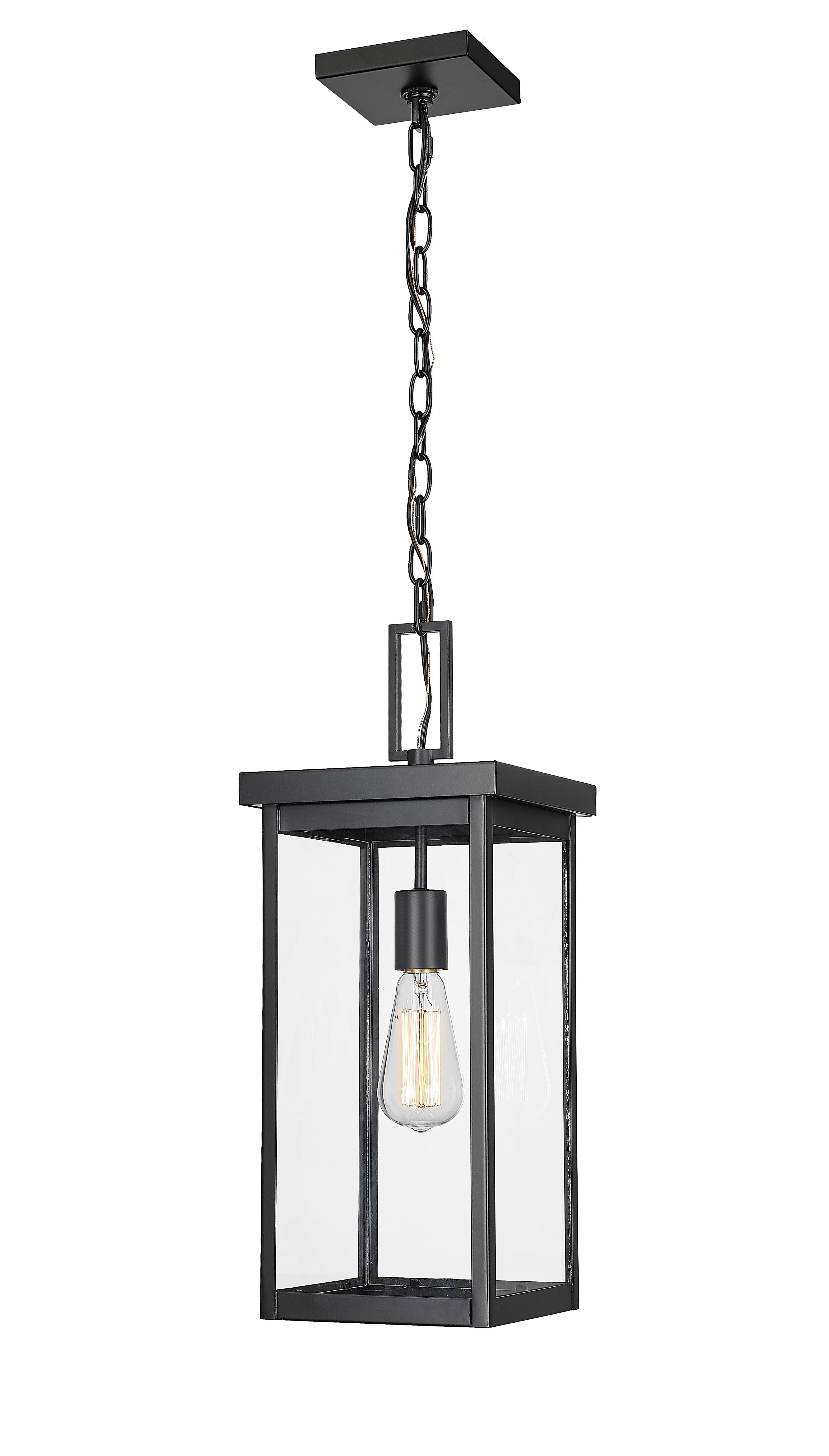 Barkeley 20 in. Outdoor Hanging Lantern Powder Coated Black Finish - Bees Lighting